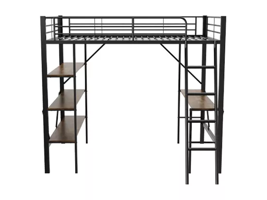 Lits superposés 90x200cm lit mezzanine avec bureau et trois grandes étagères noir
