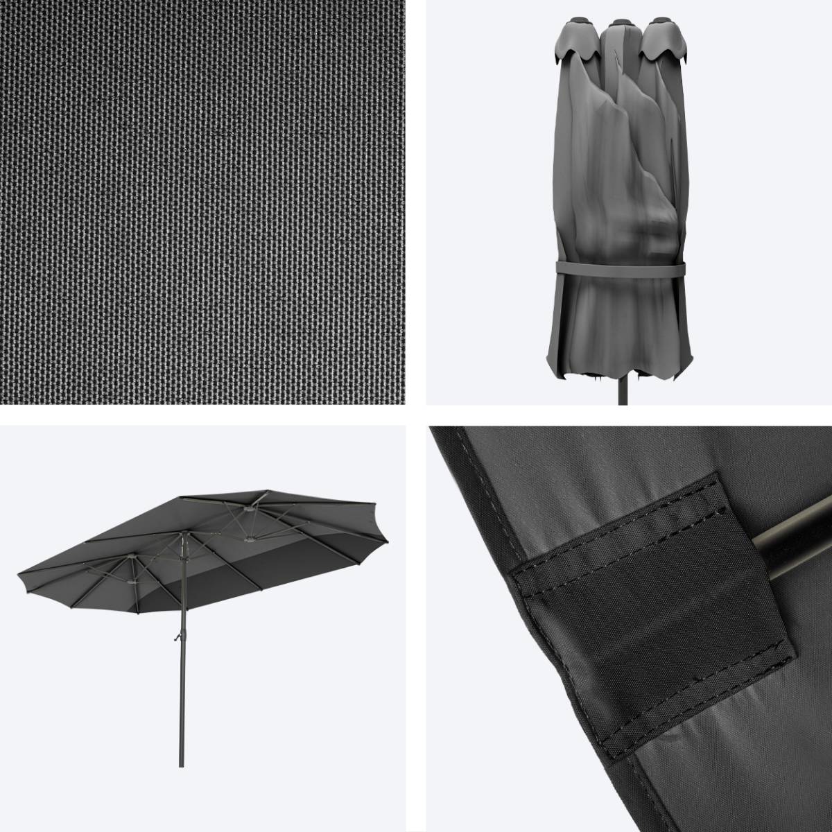 Lifegoods dubbele parasol - dark grey