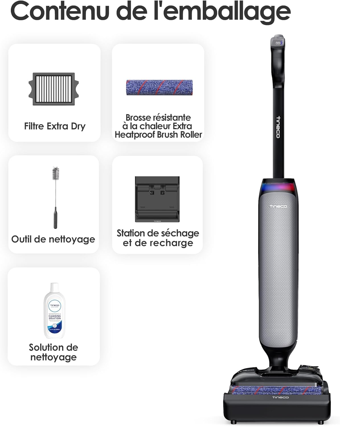 Tineco Floor One S7 Artist Aspirateur Laveur, Aspirateur Balai sans Fil, Aspiration Puissante 22 kPa, Nettoyage Deux Bords, 50 Min d'autonomie, s'aplatit à 180°, Flashdry à 85°C, Anti-Tangle-Design