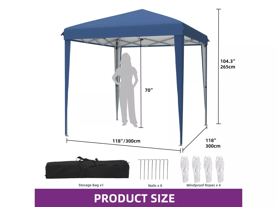 YITAHOME Tonnelle de Jardin - 3x3m - Pliable - Imperméable - Extérieur - Anti-UV - Bleu - pour Camping/Fête/Plage/Terrasse/Marchés