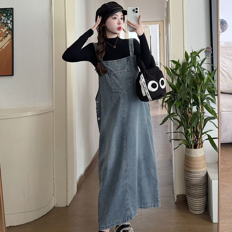 NOA - Zwangerschapsjurk met gewassen denim midi-trui