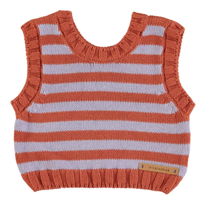 Piupiuchick Gilet Sans Manches Rayure Coton Bio | Terracotta