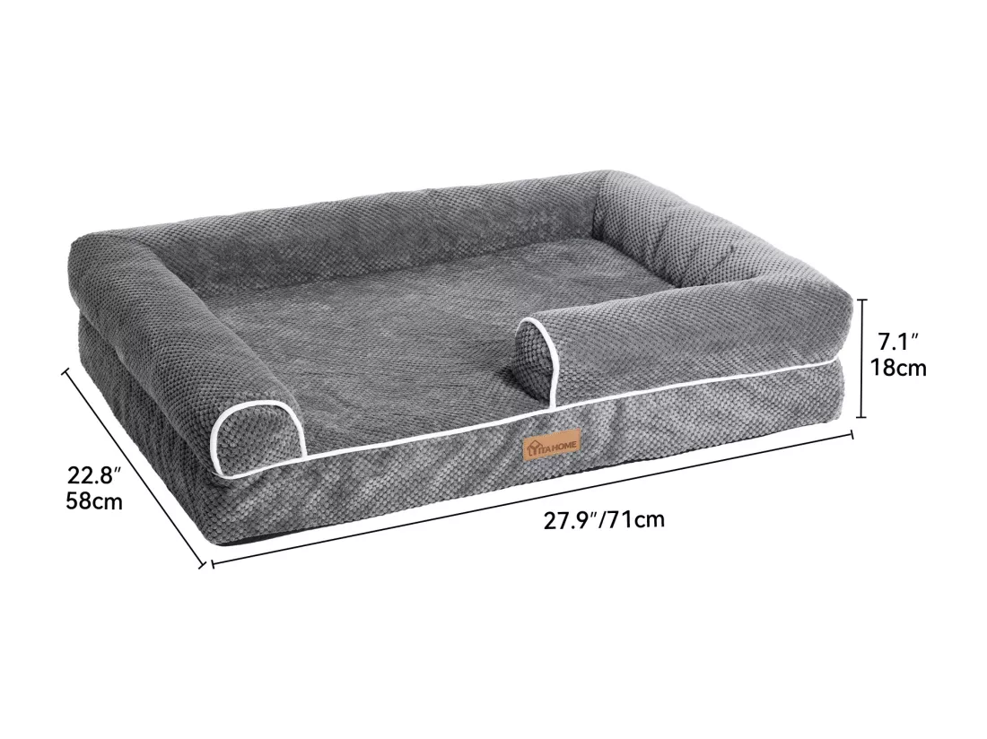 YITAHOME Panier - Chien - Gris - Dehoussable - Orthopédique - lit Chien - Matelas Lavable - 71x58cm