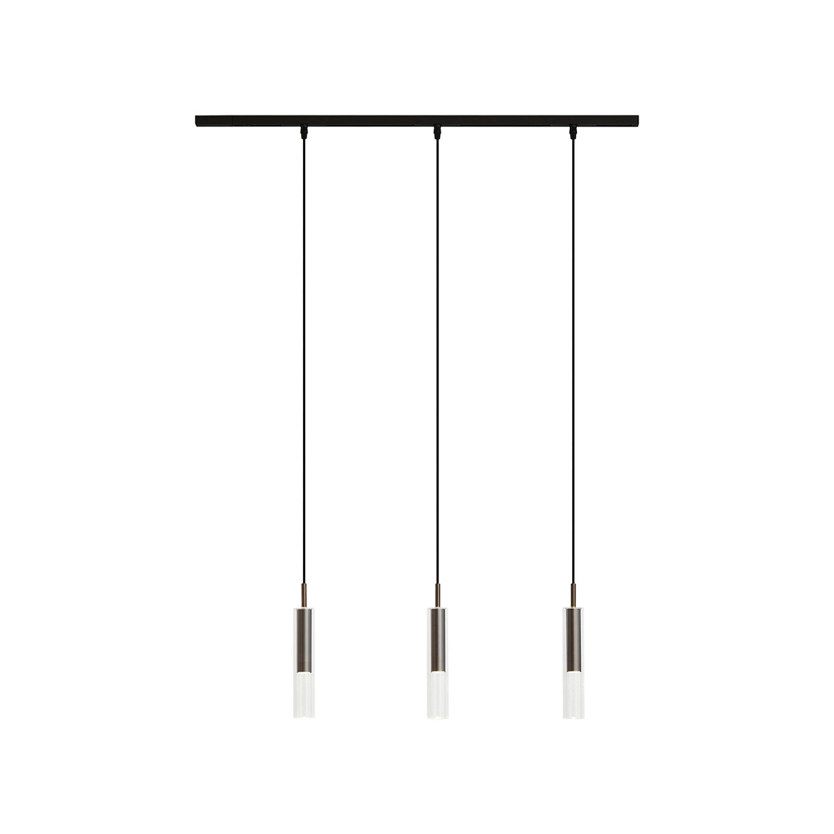 Modern railsysteem zwart met 3 hanglampen donker brons 1-fase - Slimline Loyce