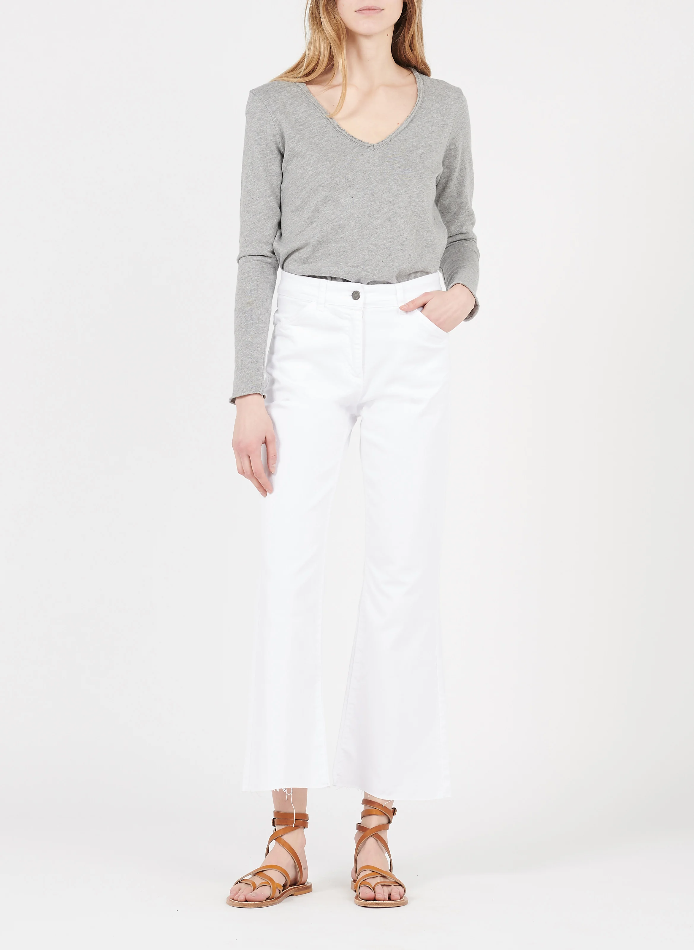 SONOMA - Tee-shirt col V en coton | Gris