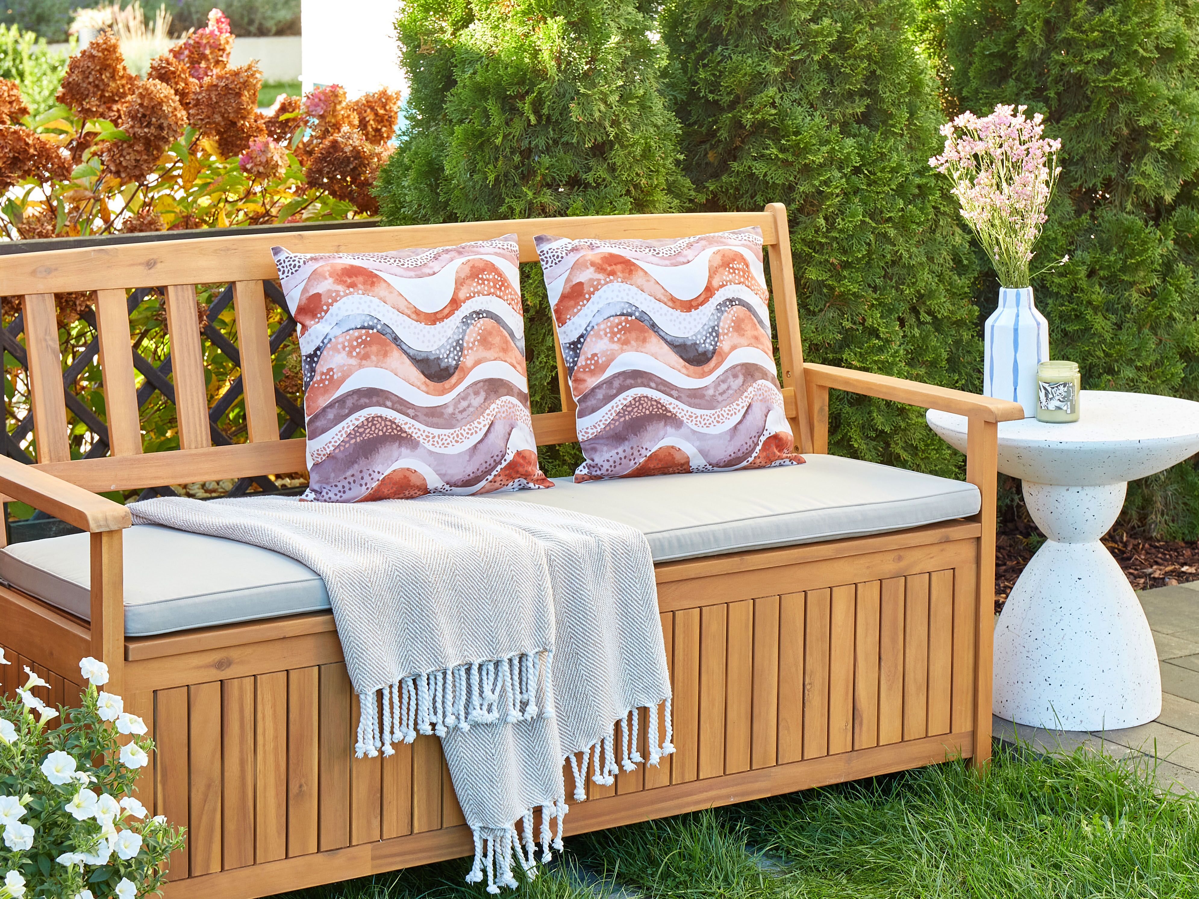 Set van 2 tuinkussens SEBORGA abstract patroon 45 x 45 cm Bruin