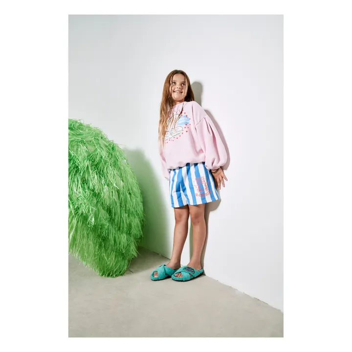 Maison Mangostan Short Molleton Rayure Coton Bio | Bleu