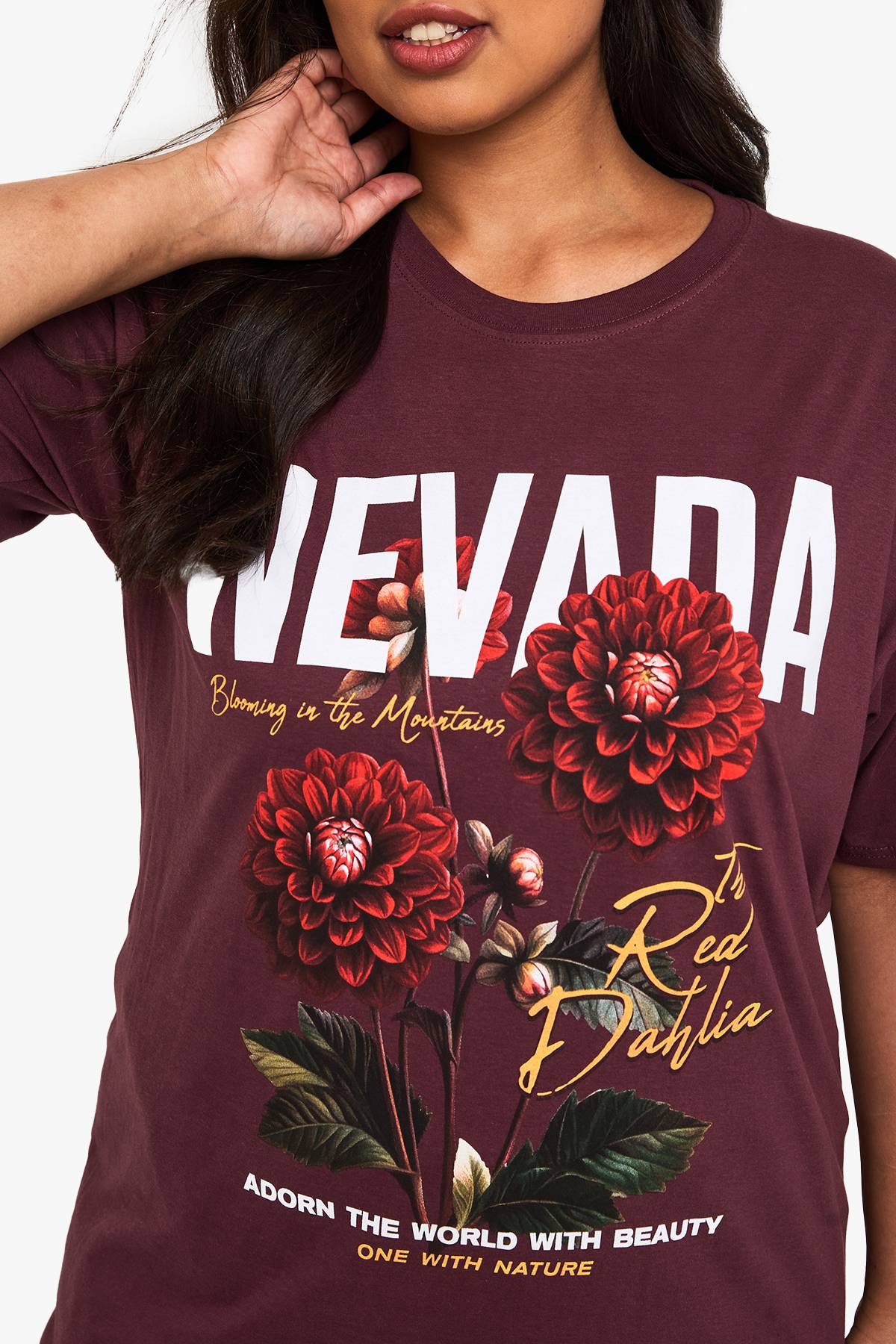 boohoo T-shirt imprimé Plus Nevada Red Dahlias