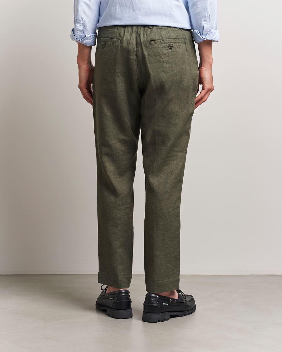 NN07 Billie Linen Drawstring Trousers Croc Green
