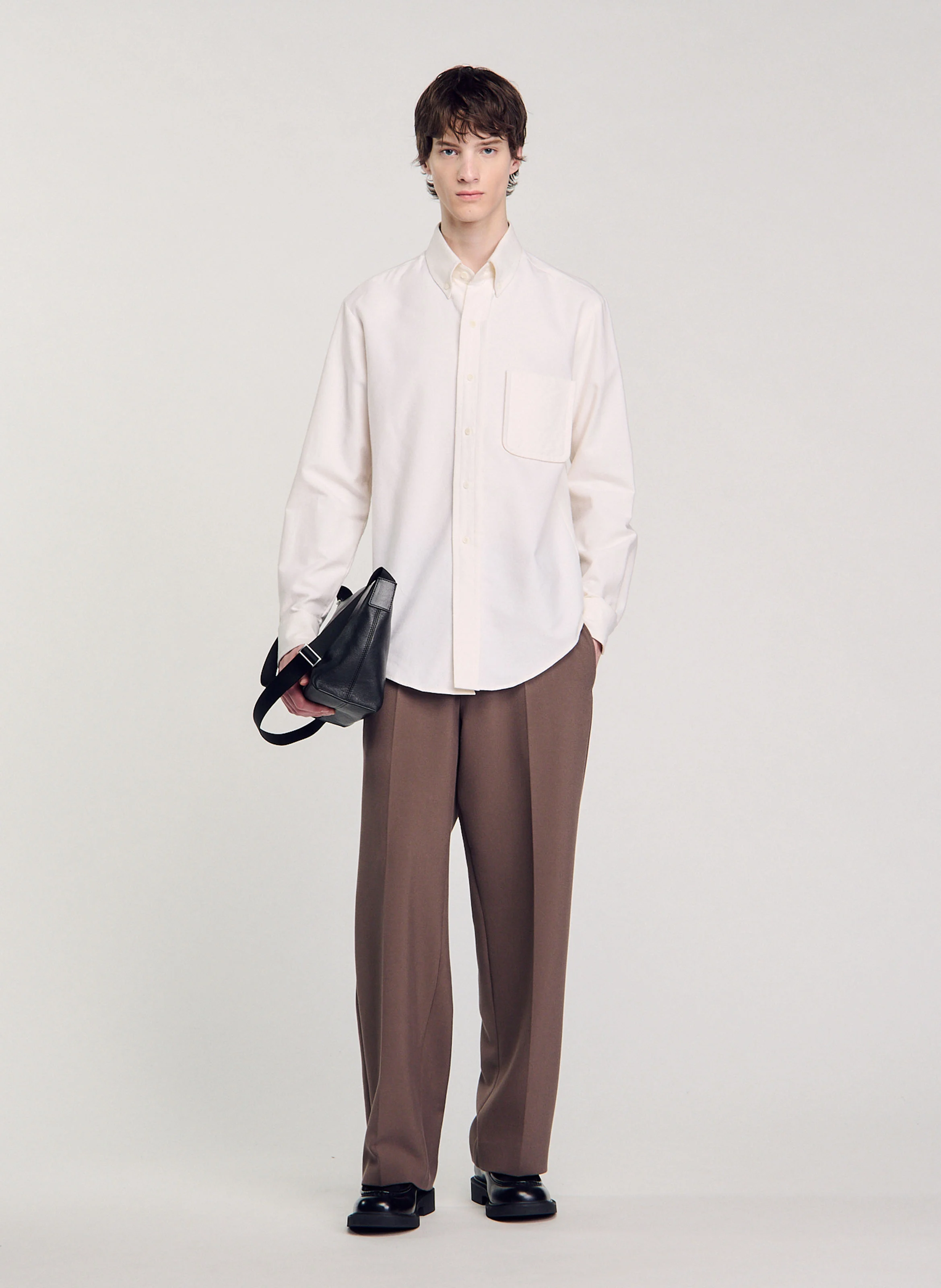 Chemise en oxford flannel en coton| Blanc