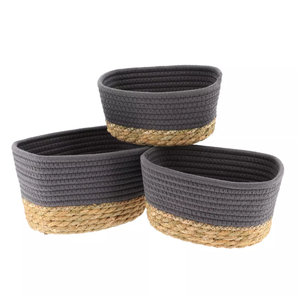 Lot de 3 paniers de rangement (H13 cm) Timeless Gris