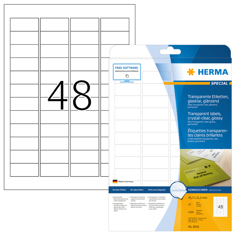 Herma Etiketten, 8016, 45.7 x 21.2 mm, 25 Blatt