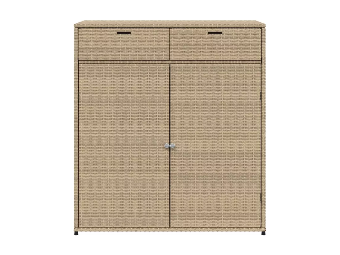 Armoire de rangement jardin beige 105x55x113 cm résine tressée