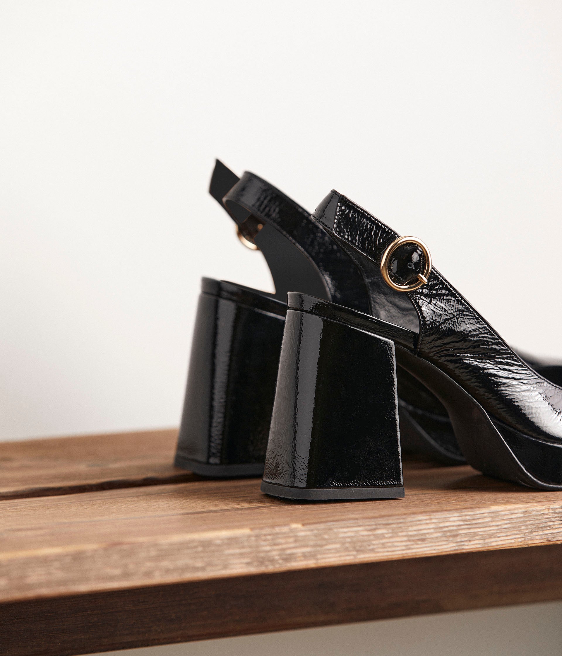 Slingbacks cuir noir Camille