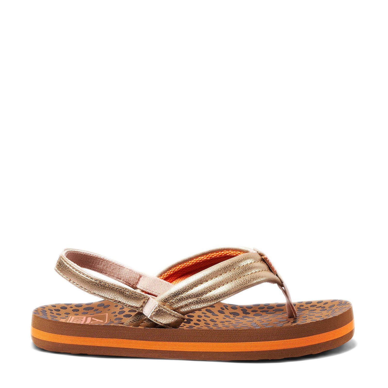 Reef Kids Ahi Wild teenslippers met hielbandje bruin/goud