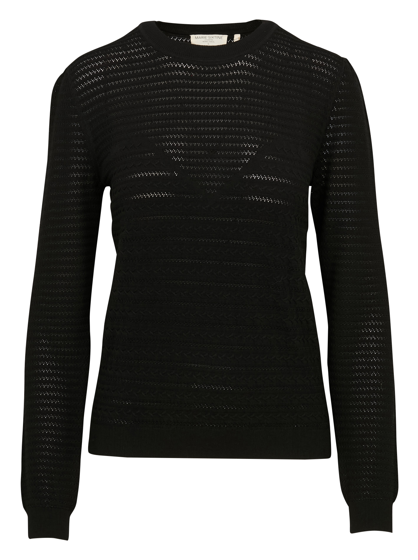 DANAE - Pull col rond en maille ajourée | Noir