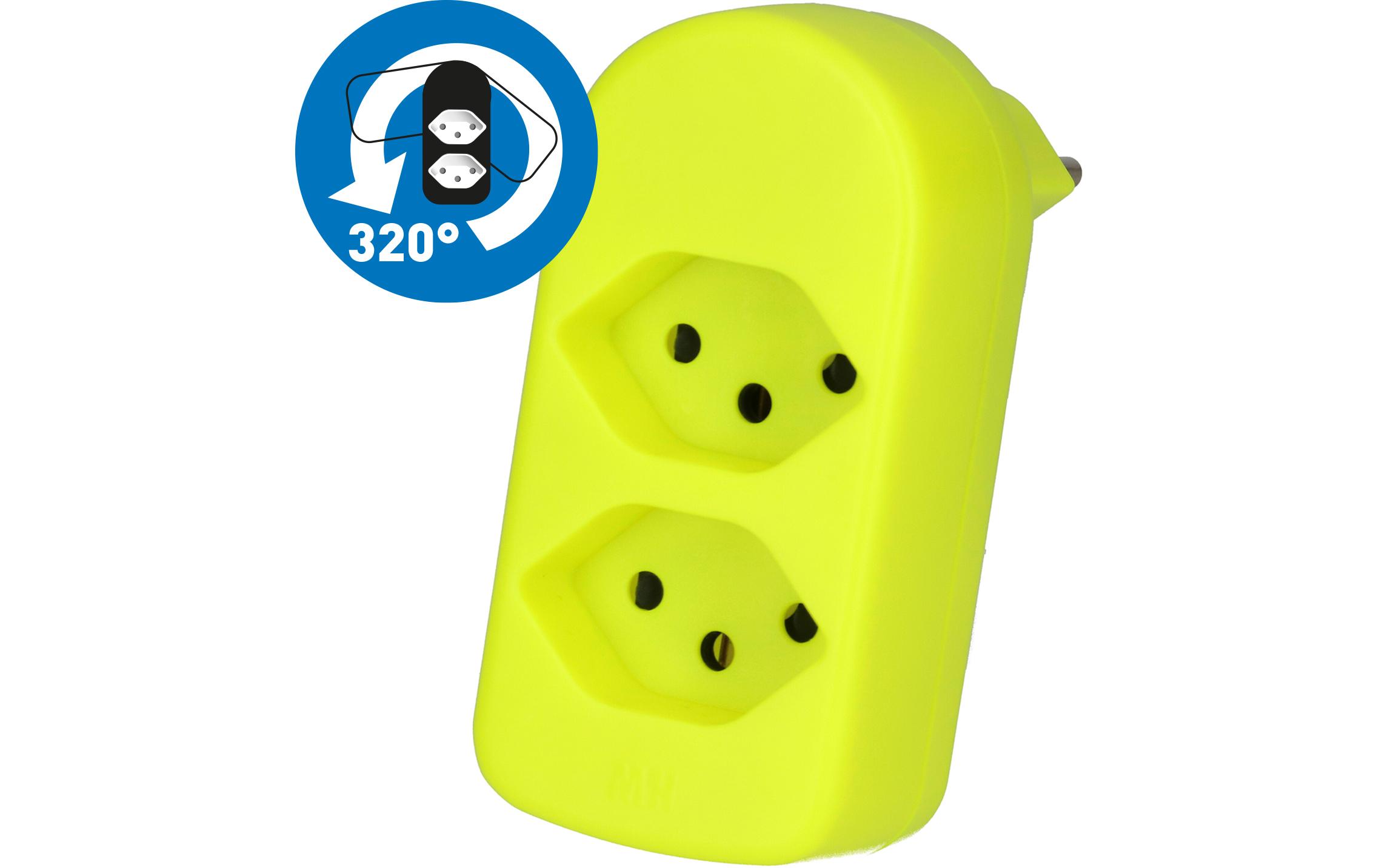 Abzweigstecker maxADAPTturn, 2 x Typ 13, Drehbar 320°Abzweigstecker 250 V für bis zu 2 Geräte