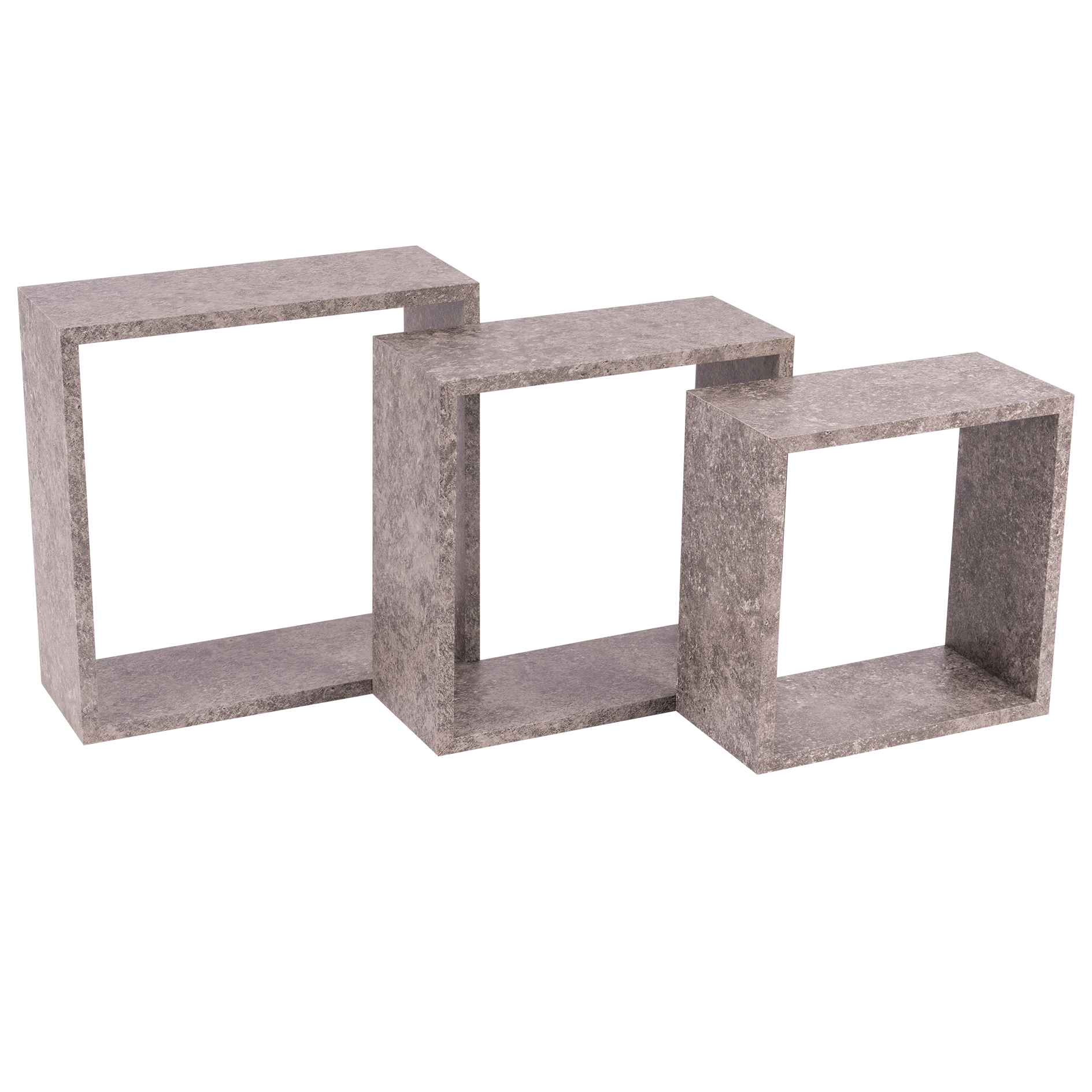 3er-Set Wandregal - Betonoptik - MDF