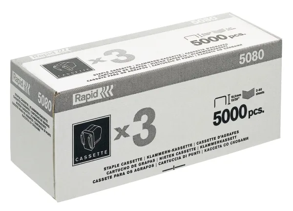 Hæfteklammekassette Rapid R5080e 3-pak kassette (3x5000)