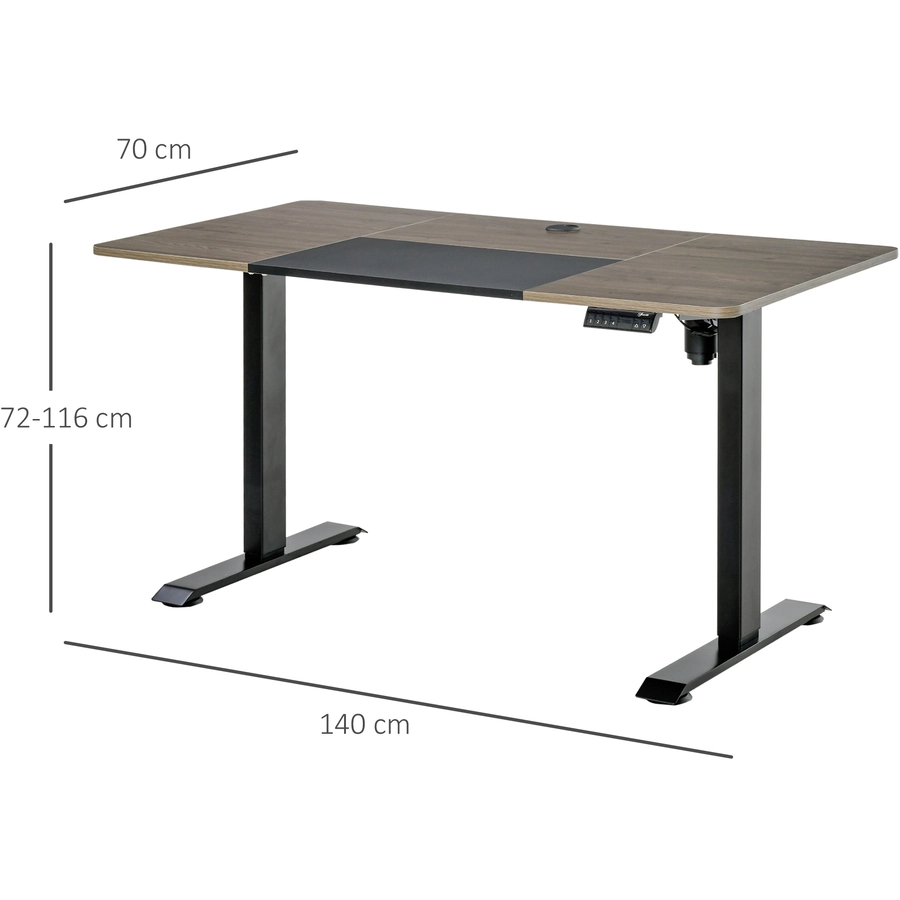 Vinsetto PC-Tisch elektrisch höhenverstellbar, LED-Anzeige Schwarz