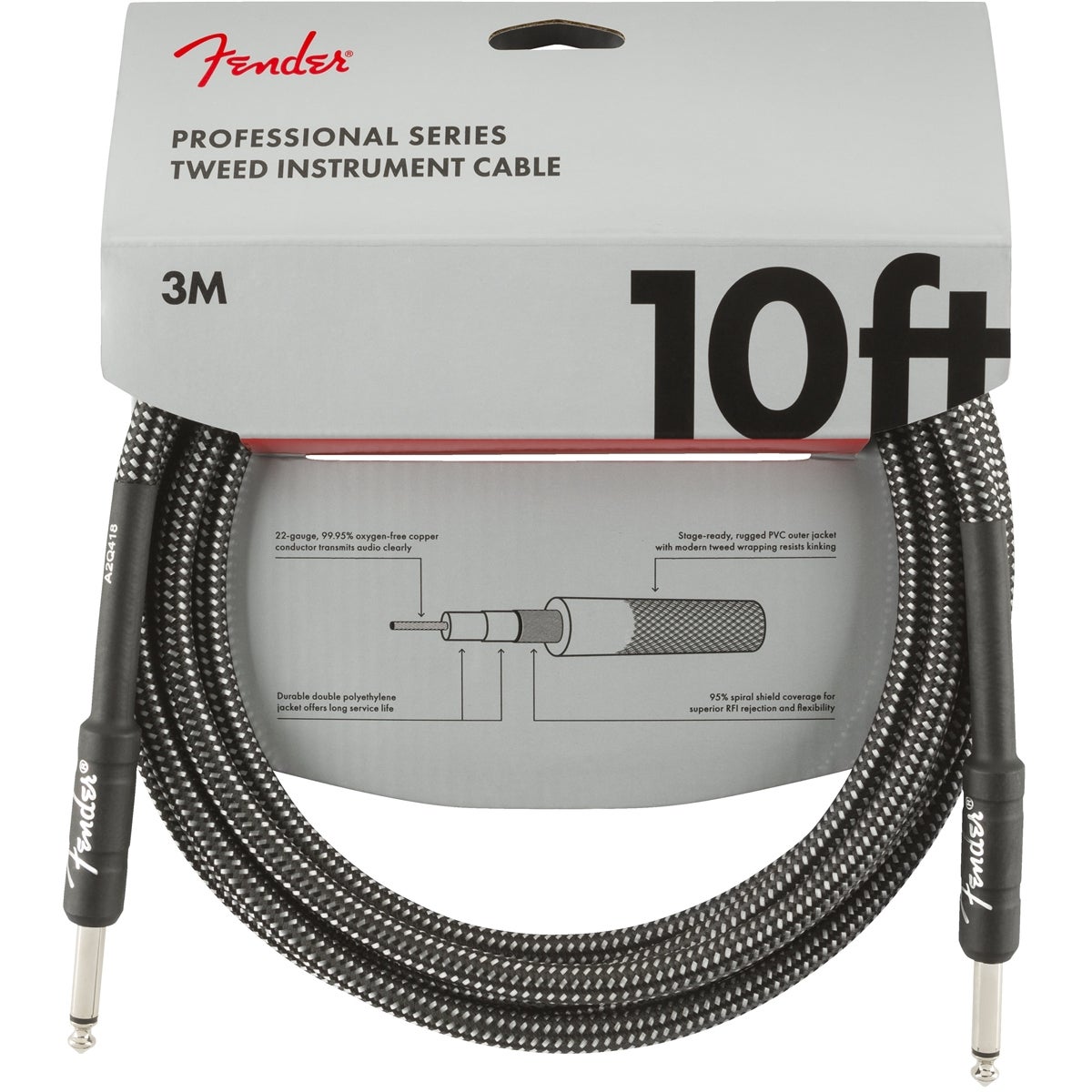 Fender Professional Tweed instrumentkabel 3 meter grijs