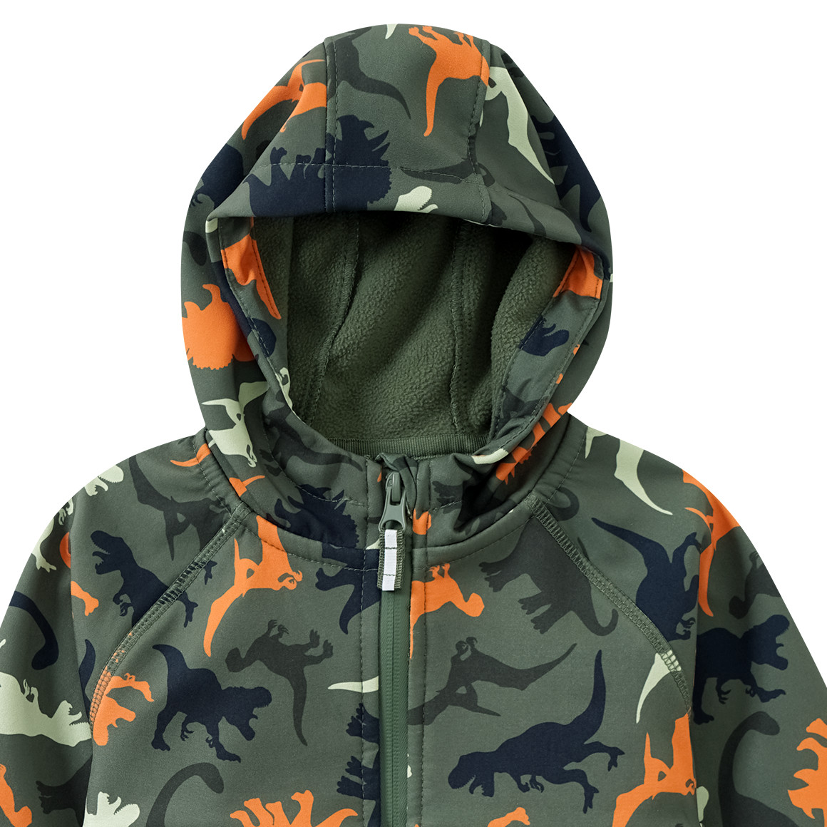 Topomini Baby Softshelljacke mit Dino-Print dunkelgrün / orange