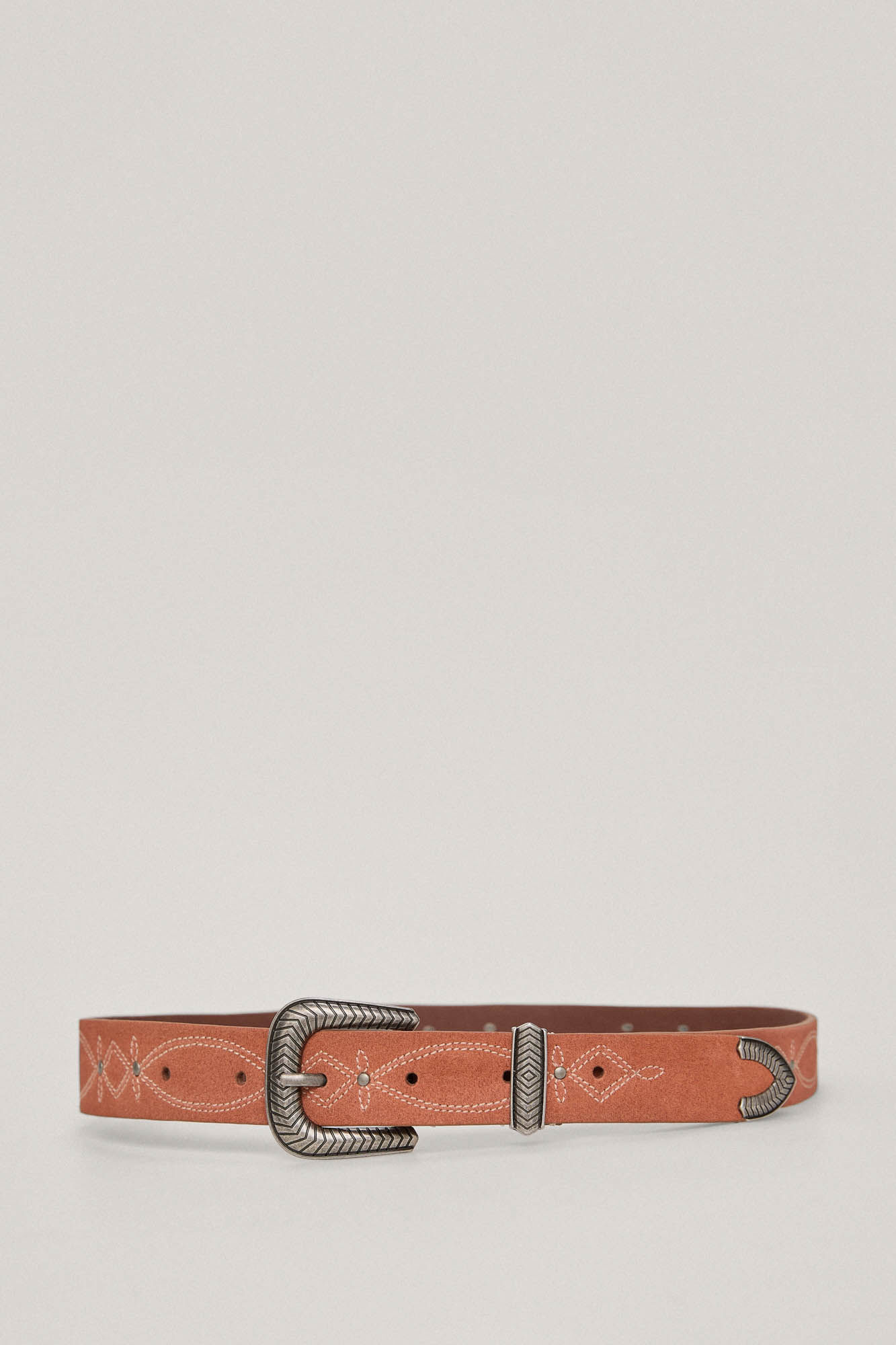Cinto de couro com fivelas e fivelas estilo cowboy - Naranja