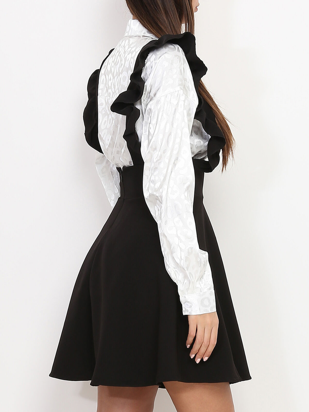 Robe chasuble à volants- Noir