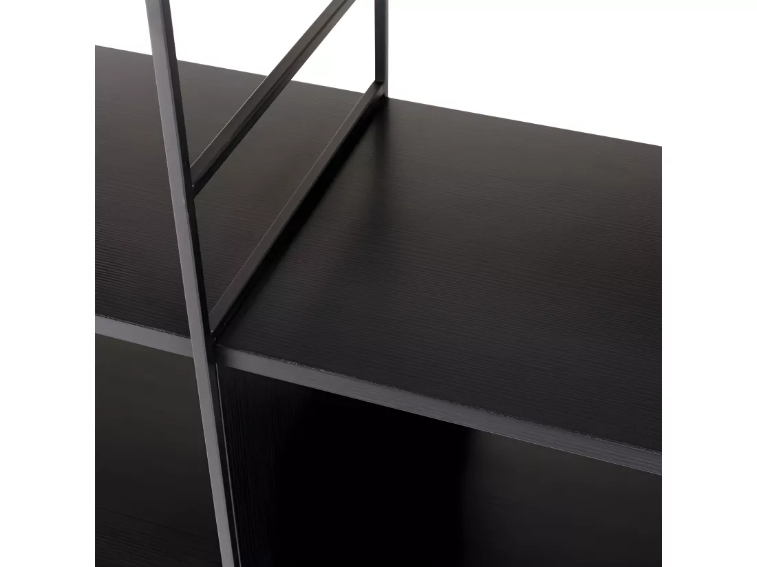 DALY - Étagère 10 niches 5 niveaux noire piètement métal