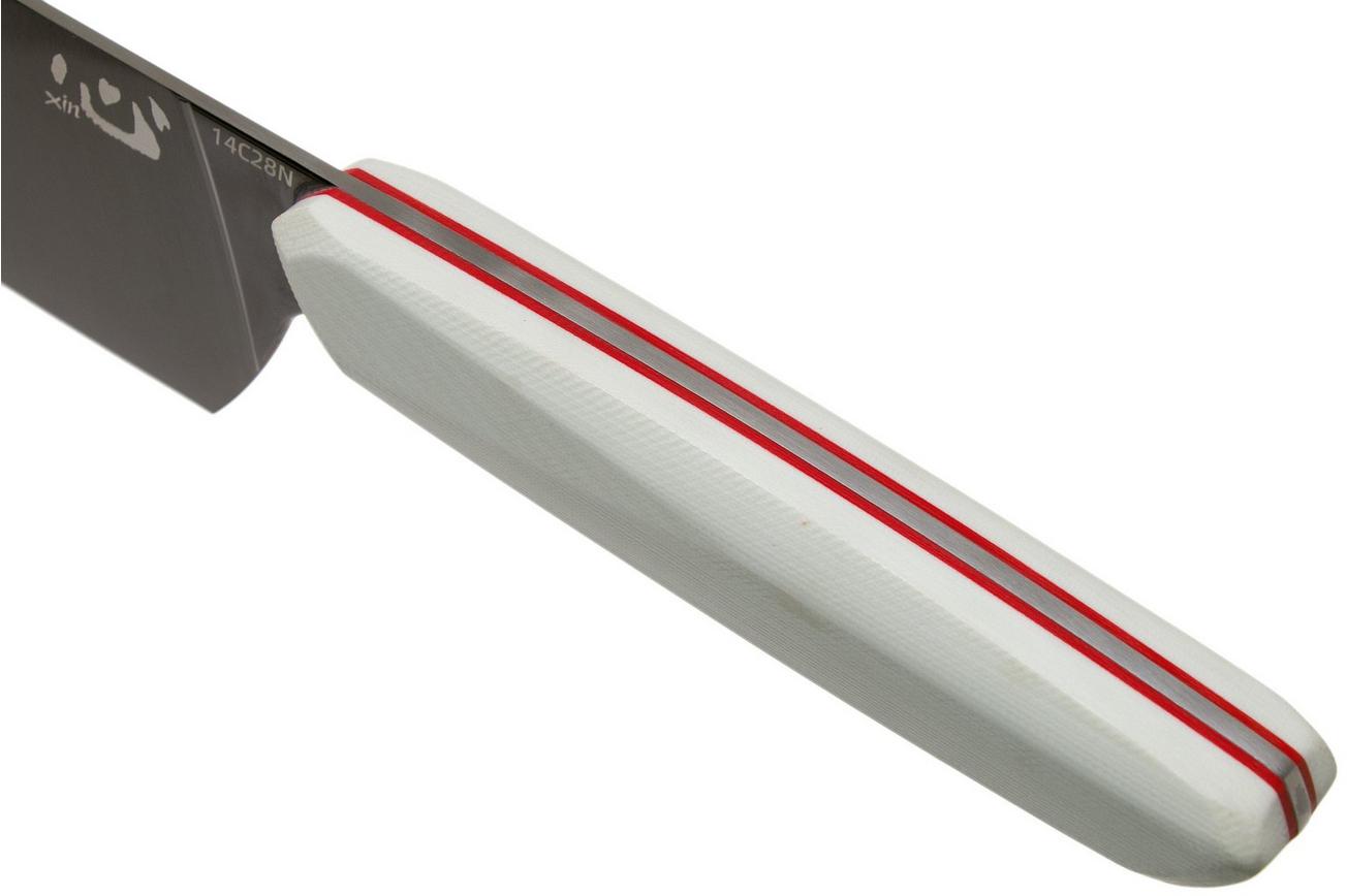 Xin Cutlery XinCore XC125 White G10, Red Liners, Black TiN Coating, koksmes 21,5 cm