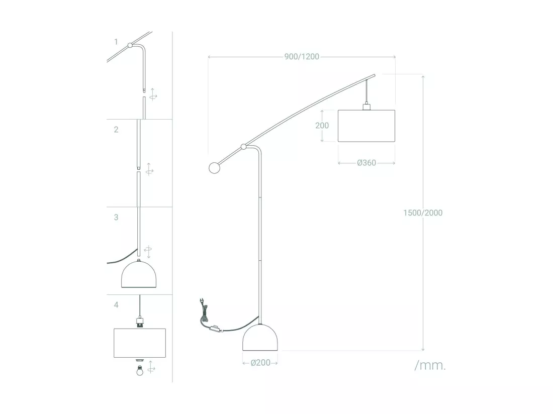 Lampadaire Métal Meetkunde Blanc
