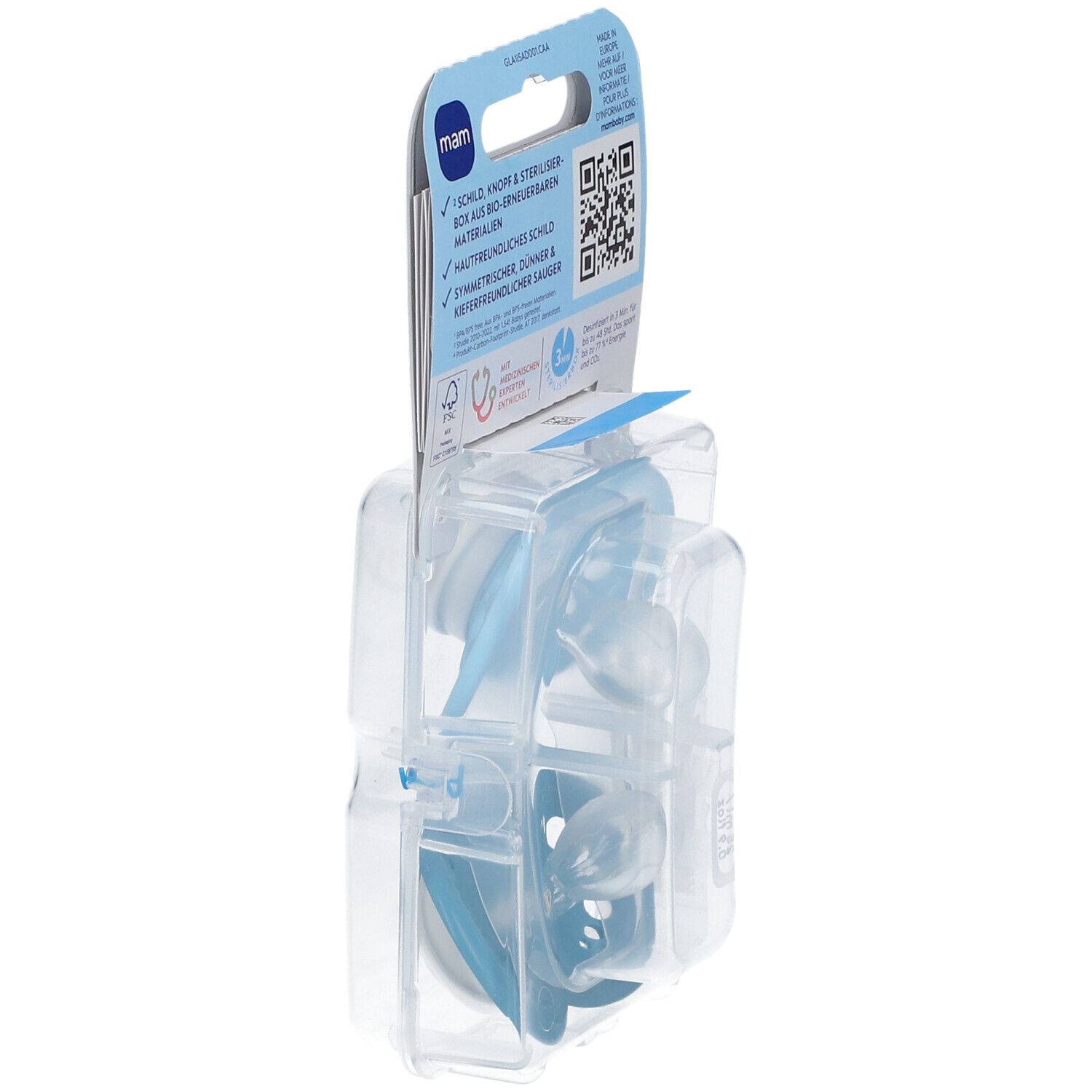 MAM Original Pure Silikonschnuller 6-16 Monate, Mummy blau