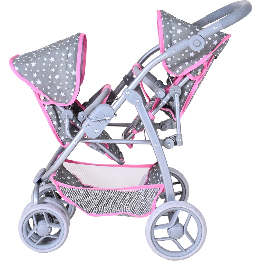 knorr toys® Zwillingspuppenwagen Milo - Star grey