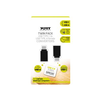 PORT Connect - pack de 2 convertisseurs USB-C (M) vers USB-A (F)