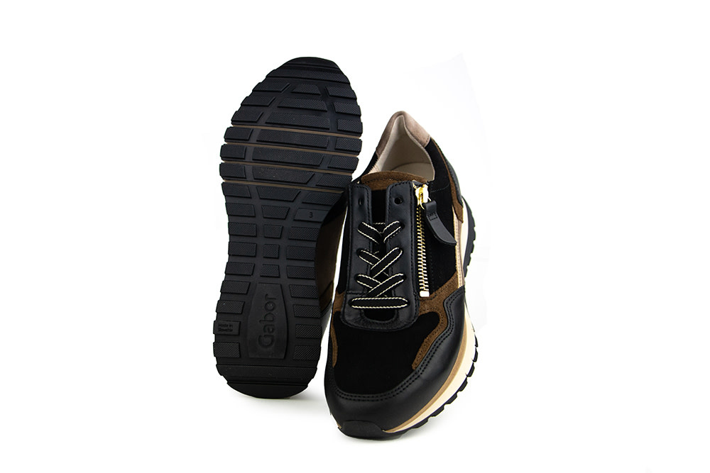 Gabor Sneaker Schwarz Whisky Gold