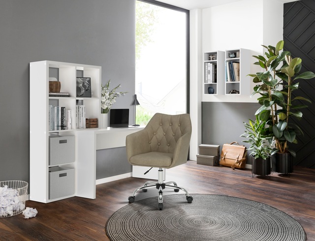 INOSIGN Regal-Schreibtisch »Triest, Computertisch mit Raumtrenner, Breite 156 cm« , Regalelement flexibel montierbar, 6 Fächer, Tischbreite 120 cm