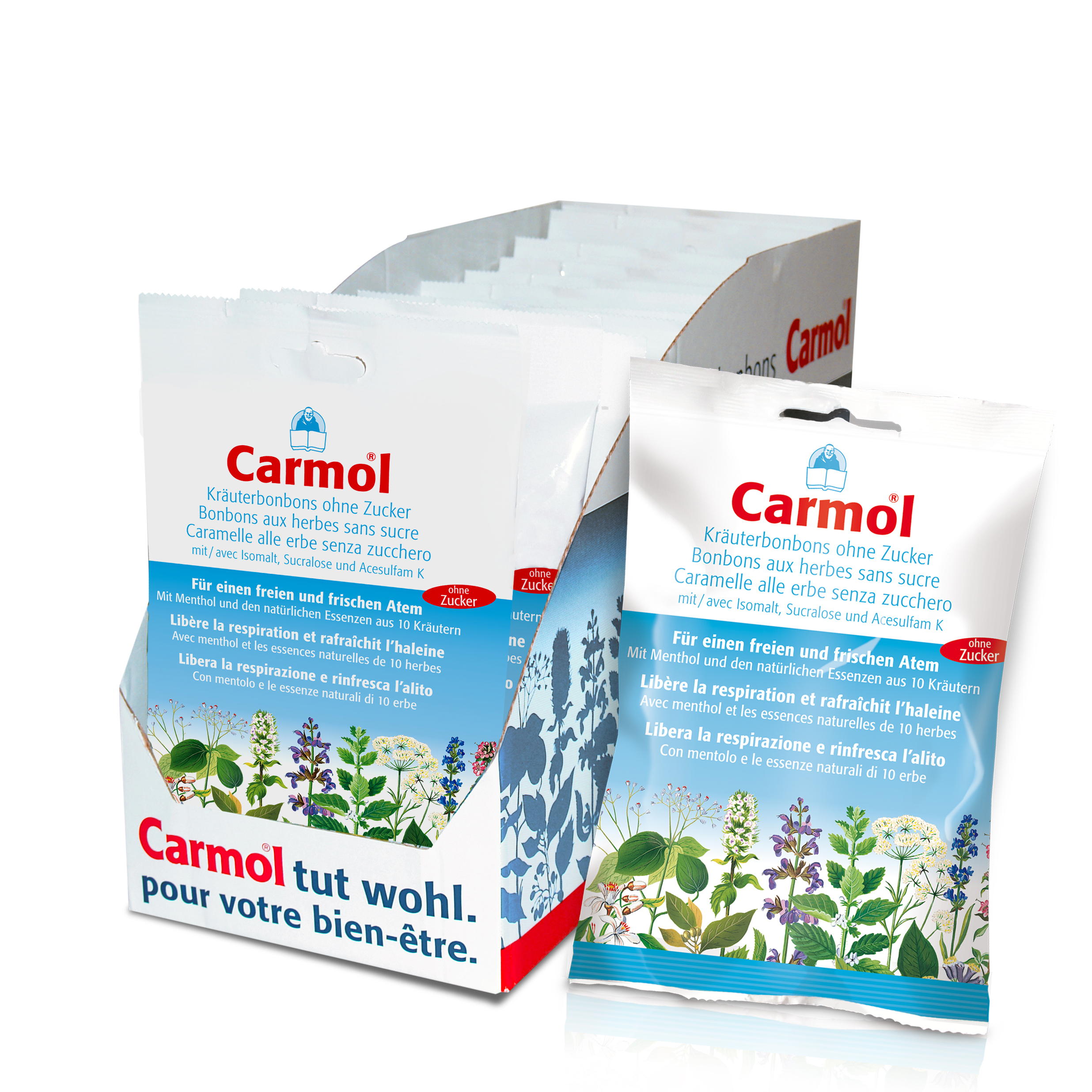 Carmol Kräuterbonbons ohne Zucker Btl 75 g