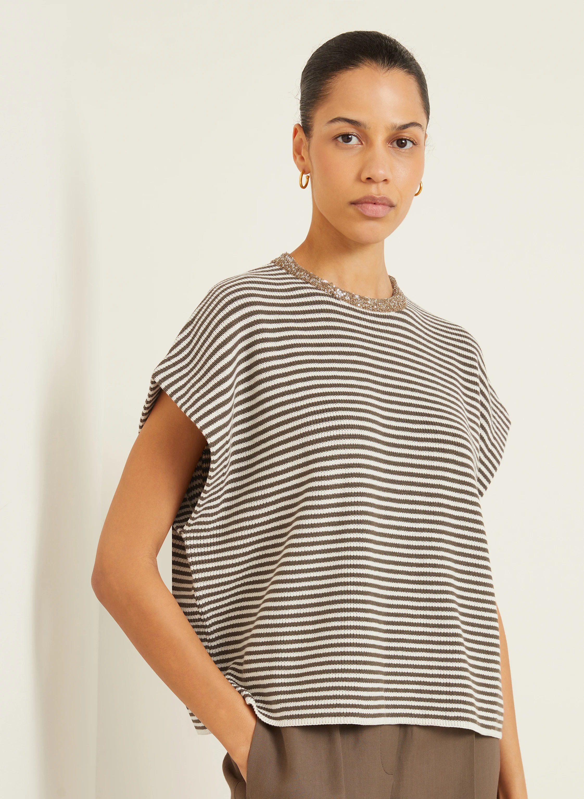 BRUNELLO CUCINELLI Strickshirt mit Pailletten
