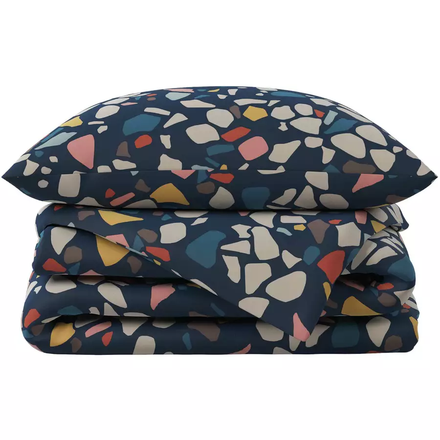 hibboux® Bettwäsche-Set Terrazzo Azure