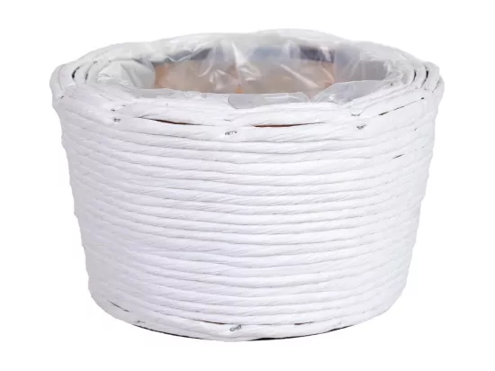 Panier rond en osier blanc 18x18x11h cm