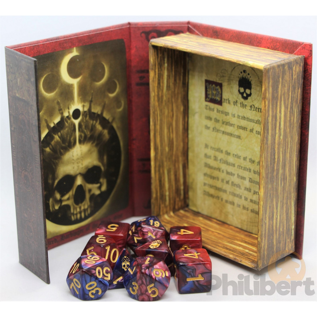 Set de 9 Dés JDR Elder Dice: Mark of the Necronomicon (Red & Blue)