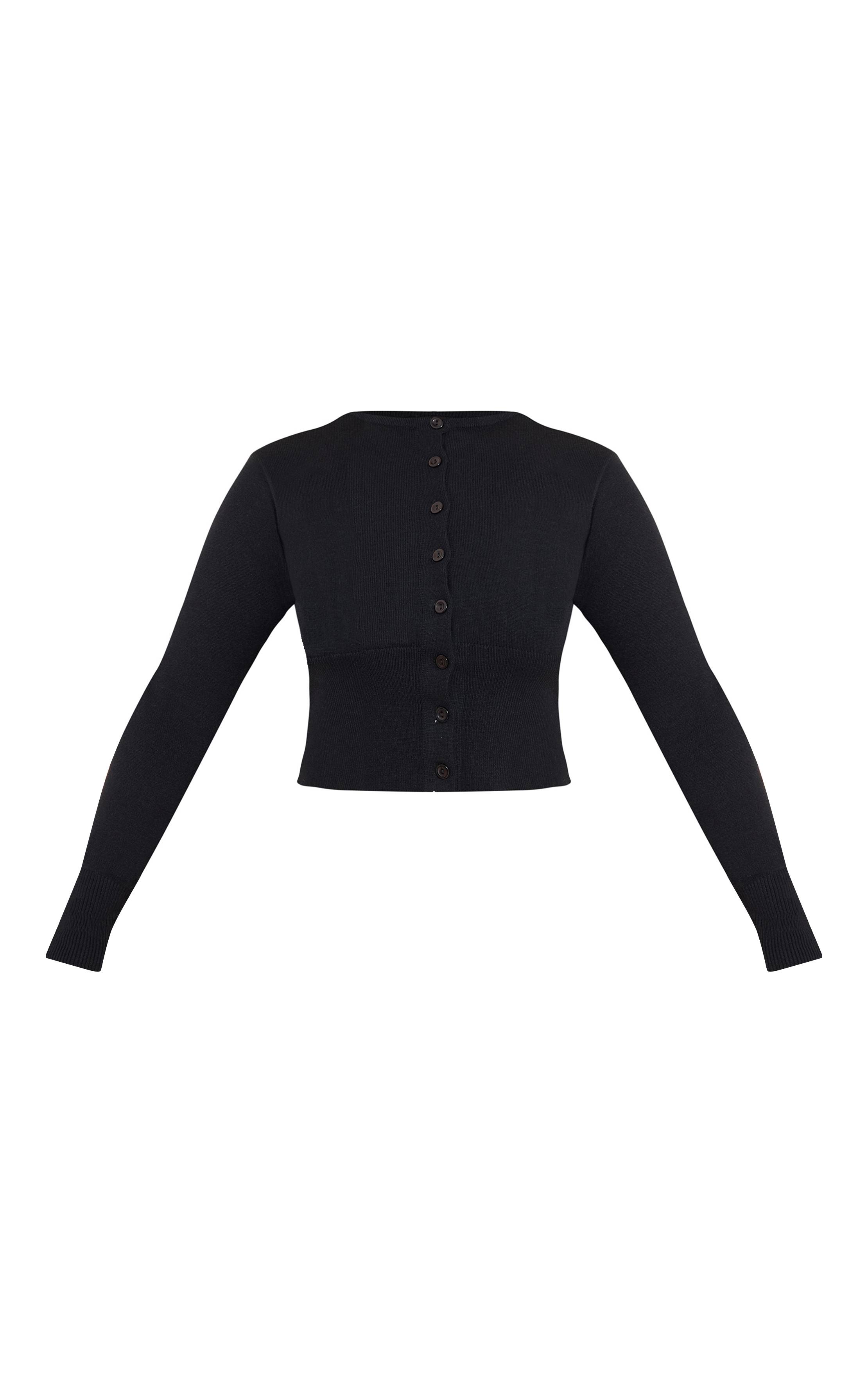 Noir Cardigan Côtelé Large À Boutons En Maille Shape