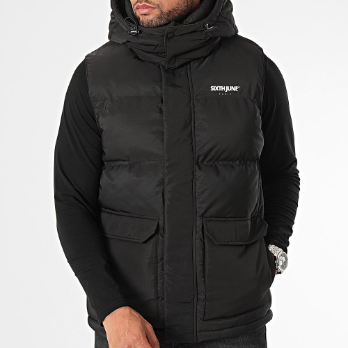 Doudoune Capuche Sans Manches Noir