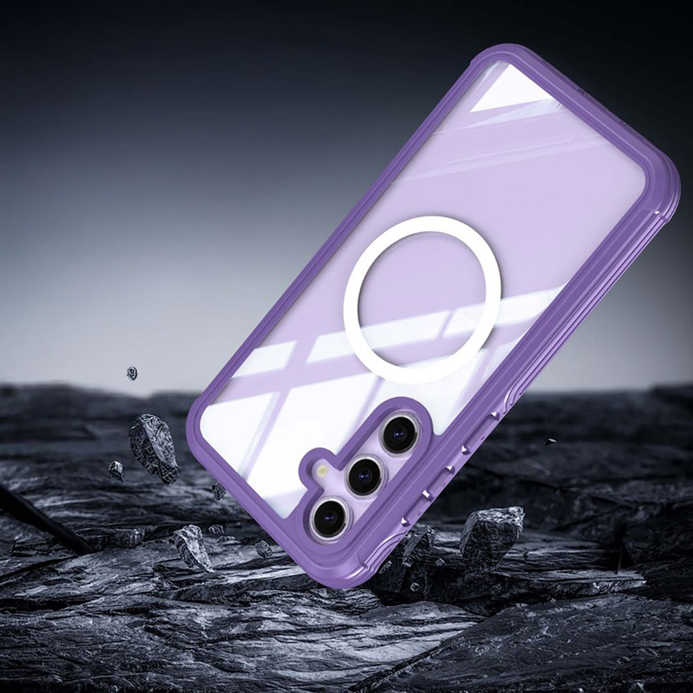 Samsung Galaxy S24 FE Magnetische Schutzhülle mit Panzer Glas Backcover   Displayschutz (Magnet-Technologie) - Lila