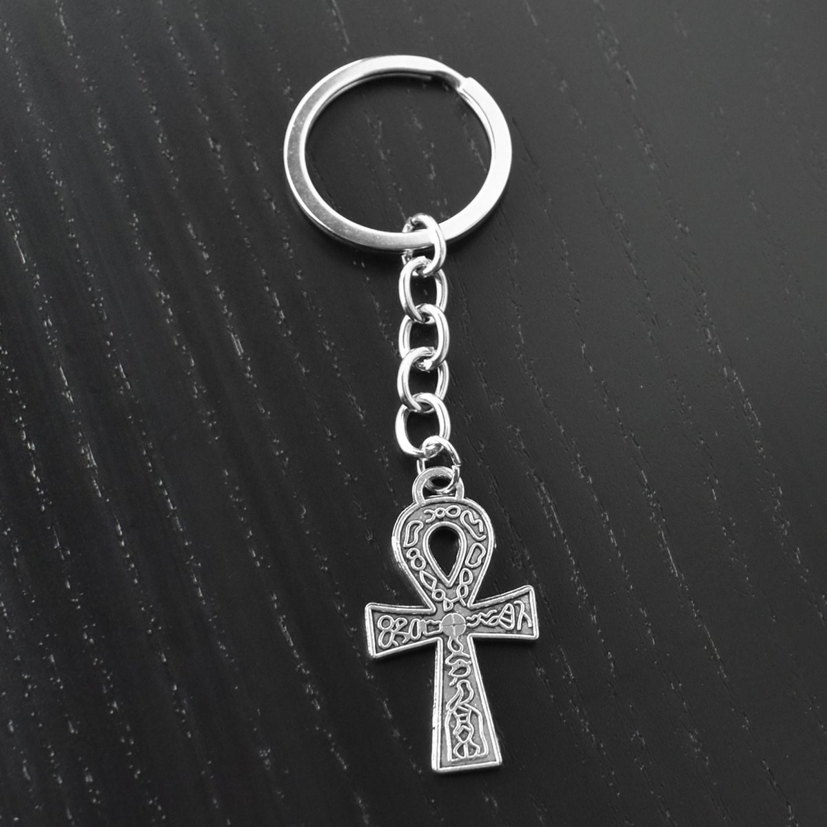 Porte-clés croix ânkh ansée symboles égyptiens argenté
