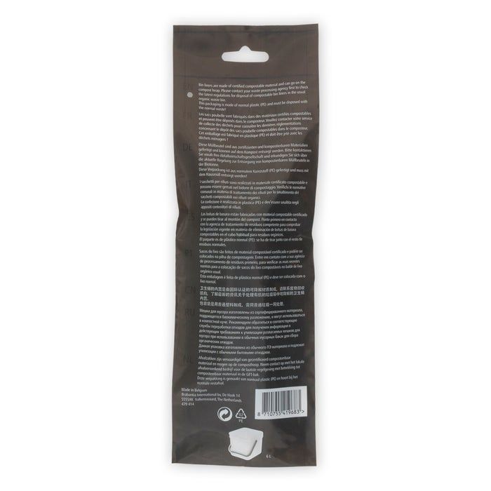 10st Brabantia biozakken code S - 6 liter 38x38cm - Rol 10 stuks (8710755419683)