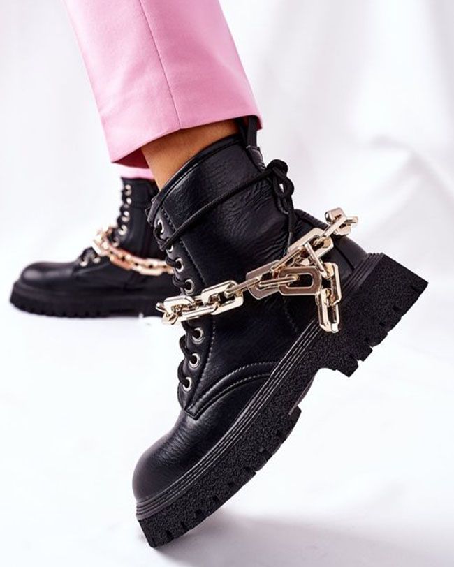 Bottines femme noires rangers - Ilona