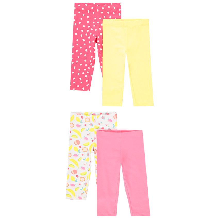 Lot de 4 leggings courts fantaisies pour enfant fille - Blanc