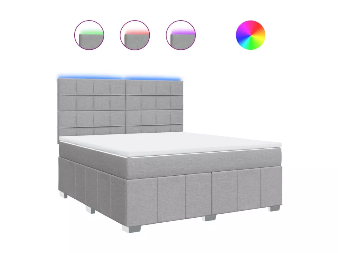 Sommier à lattes de lit avec matelas Gris clair 180x200cm Tissu