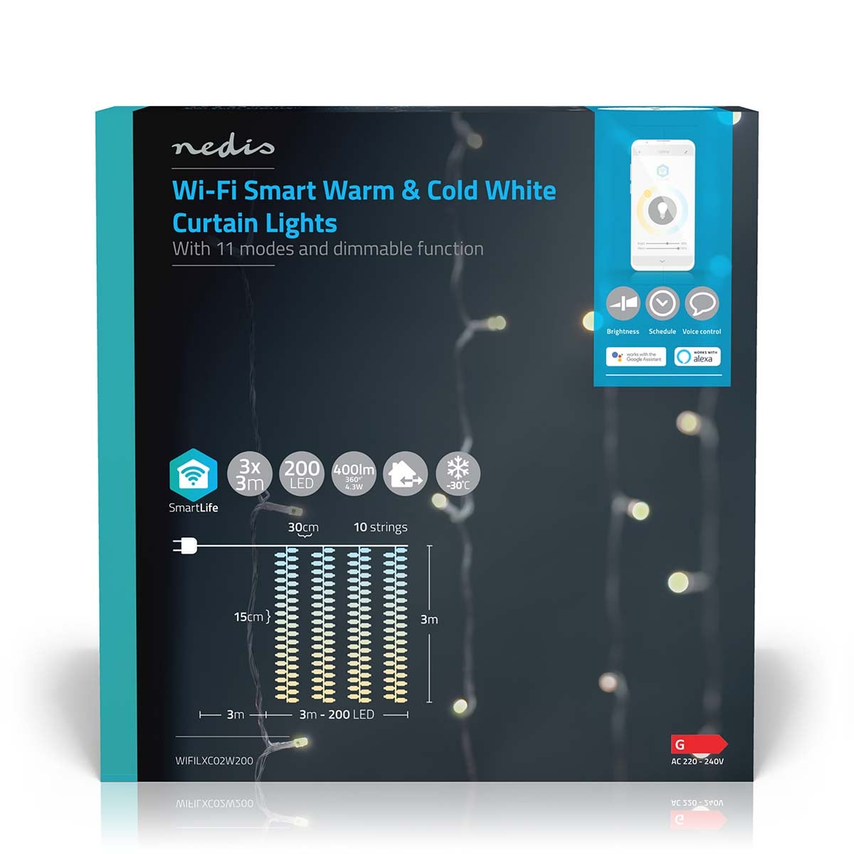 Nedis SmartLife Decoratieve LED iOS/Android 200 LED's warm/koel wit
